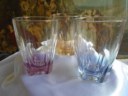 3 Pcs. Art deco colored glass cup.