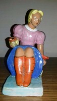 Very rare art deco Galaskó Gyula bookend - seated woman - marked