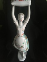 Hollóháza-matyó girl in national costume - porcelain statue