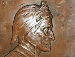 Sződy solid (1878-1939) dante copper relief, bas-relief