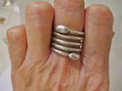 Szépséges magyar kézműves kétfejű kígyó ezüstgyűrű
