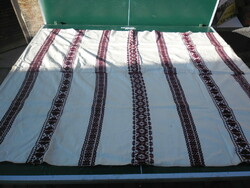 Old, folk embroidered, linen tablecloth. Large size, in condition according to photos