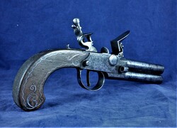 Very rare, antique, double barrel, flintlock pistol, ca. 1780!!!