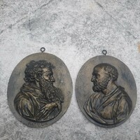 Péter és Pál antik öntöttvas faliképek
