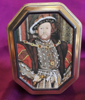 Barokk fémdoboz, angol király portrés pléh doboz 1. (L3365)