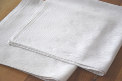 Old art deco large 2 damask napkins tea towel tablecloth abstract 58 x 56