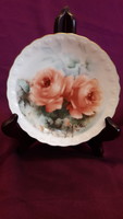 Rózsás porcelán tányér, falitányér (L3357)