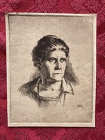 Louis the Brave - female portrait - etching,
