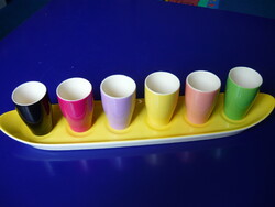 Retro ceramic cups on tray