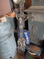 Ritka 130cm kápolna Kereszt öntöttvas 200éves feszület vas korpusz Múzeum i ritkaság