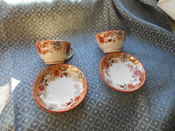 Sarreguemines antik porcelánfajansz   2 db csésze+ csészalj