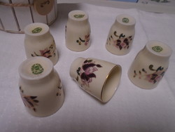 Régi 6 db kézzel festett Zyolnay porcelán kupicás poharak 1868 Pécs hibátlan darabok