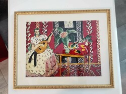 Henri Matisse (1869-1954) "Hölgy Mandolinnal" Jelzett Szárazbélyegzővel ellátott litográfia keretben