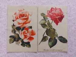 Régi virágos képeslap 1958 levelezőlap rózsák 2 db