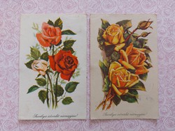 Régi virágos képeslap 1961 levelezőlap rózsák 2 db