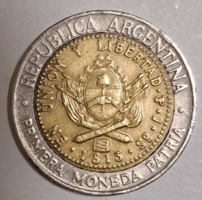Argentína 1 peso 1995 bimetál (A21)