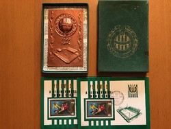 1974. “F.T.C. 1899-1974” Invitation plate medal + 2 commemorative sheets with stamp