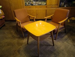 Retro  asztal két fotellel  60-as évek