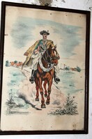 Antique signed etching or lithograph 664