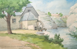 Gizella Barabás (1893–1985): veszprém, ring mill (size with frame 34.5x26 cm) watercolor