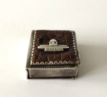 Old small metal book-shaped pocket ashtray inscription 
