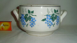 Old coma bowl with grape pattern, soup bowl - ceramic