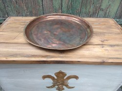 Red copper antique old large tray