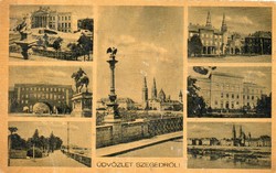 092 - Futott képeslap  Szeged - részletek (hátlap nélkül)