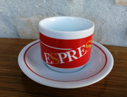 Retro Zsolnay coffee / mocha cup with espresso inscription + saucer