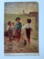 Old postcard 1929 folk life picture i.F. Engel art postcard