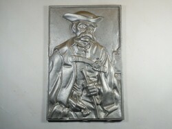 Old retro silver-painted aluminum wall decoration, wall picture wall picture decoration board - goulash peasant pipe