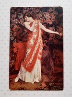 Old postcard salon de paris red scarf art art deco postcard
