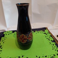 Black gold-plated glass vase