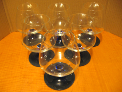 Retro luminarc france cognac and brandy glass set with blue base