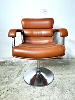Retro mid century modern design leather armchair, office chair