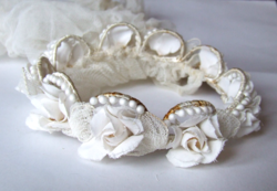 Antique small tiny mini bridesmaid headdress with veil for wedding or baptism, myrtle, tiara