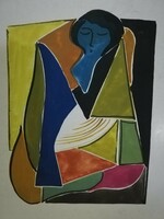 Mama József attila illustration abstract ink colored pastel watercolor without frame