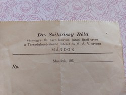 Old medical prescription 1930s prescription mánd