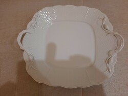 Fehér Herendi porcelán 2 füles süteményes kínáló tál