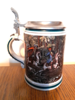 Antique marked rastal tin lid porcelain beer mug