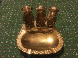 Copper ashtray, Russian, 3 monkeys