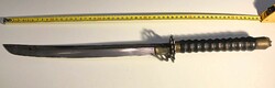 Samurai sword with ribbed wooden handle