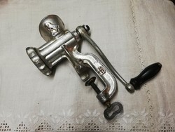 Cast iron meat grinder with retro horse embossed decoration