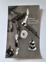 Retro postcard old photo postcard with Christmas tree decorations with foam ring