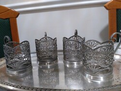Orosz ezüst filigrán pohár tartó