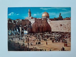 Retro postcard Jerusalem mourning wall photo postcard