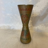Copper vase with a painted oriental motif