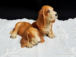 Különleges jelzett (Paul Tollinger) kutyapár, kutyusok 8 x 10 x 10 cm (nehéz darab)