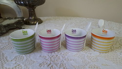 4 Pcs. Cheerful colorful sweet porcelain ice cream mug with spoon