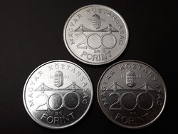 Magyarország Ezüst 200 Ft 92, 93, 94 érme sor - Magyar fém kétszázas 200 Forint 1992, 1993, 1994